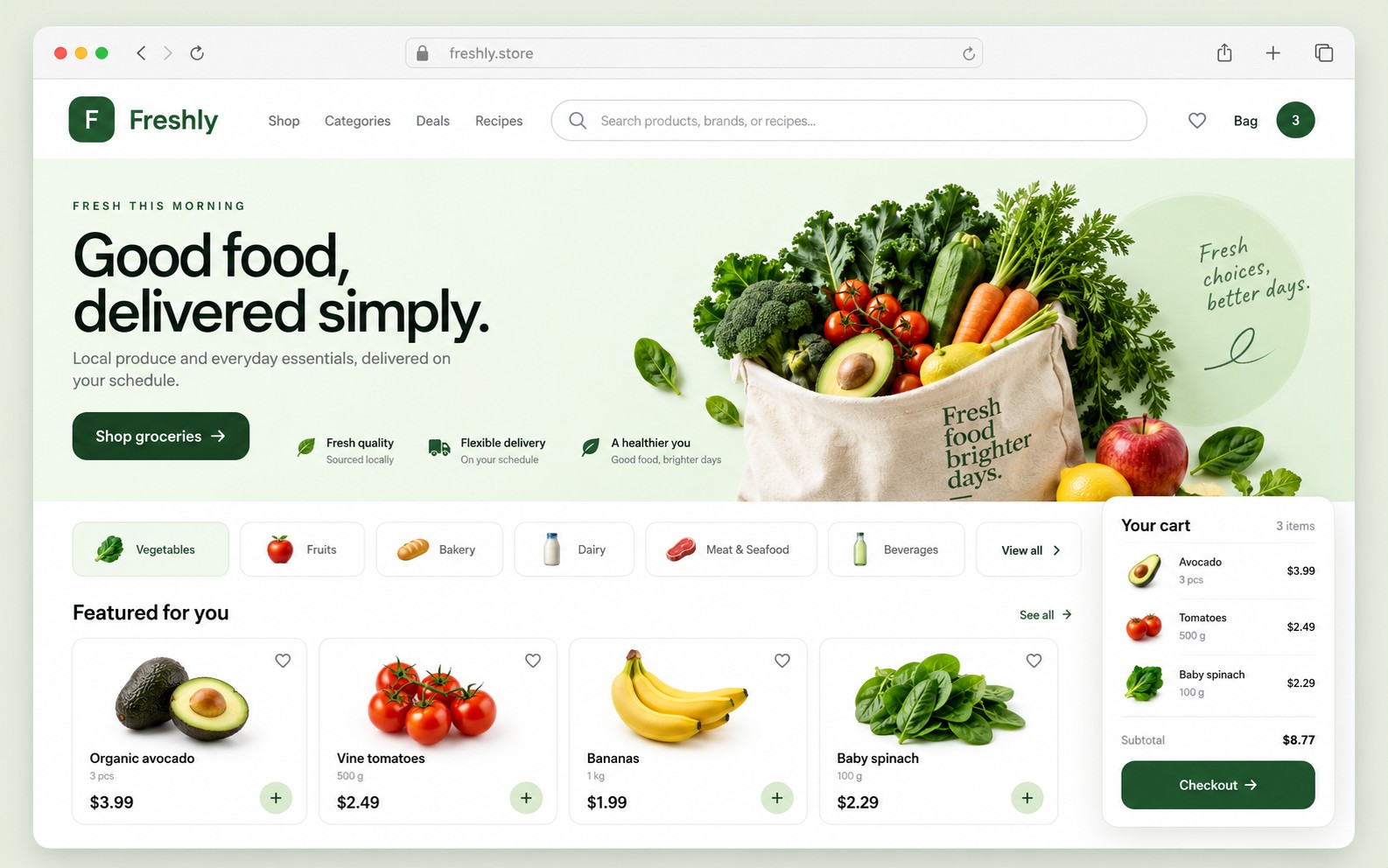 Modern Grocery storefront theme preview